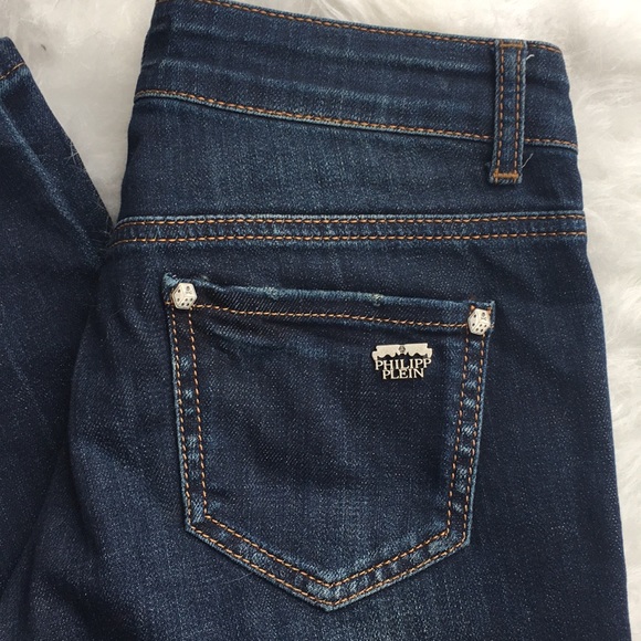 Philipp Plein slim skinny jeans dark wash distress - Picture 2 of 8